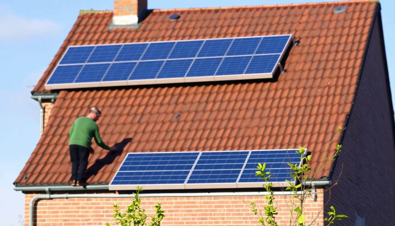 Modern solar panels suburb